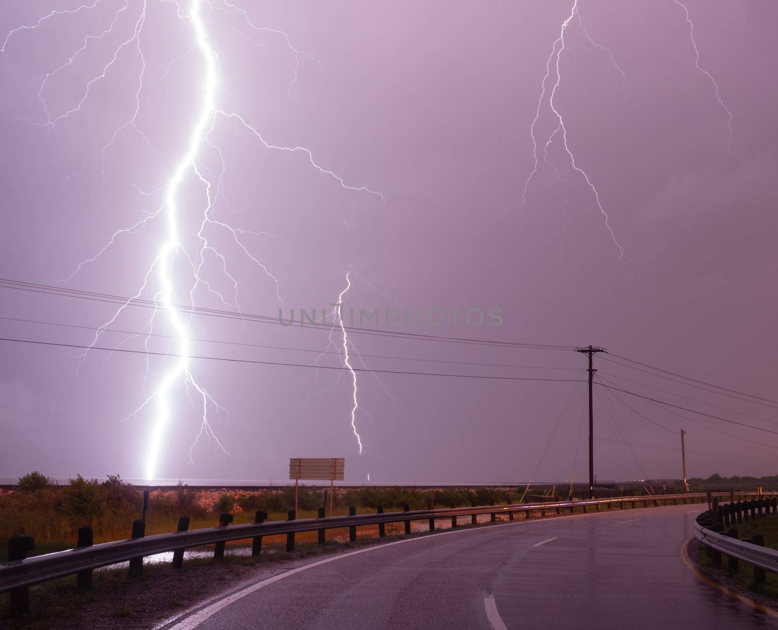 Huge Lightning Bolt Strike Storm Chaser Gulf of Mexico by ChrisBoswell