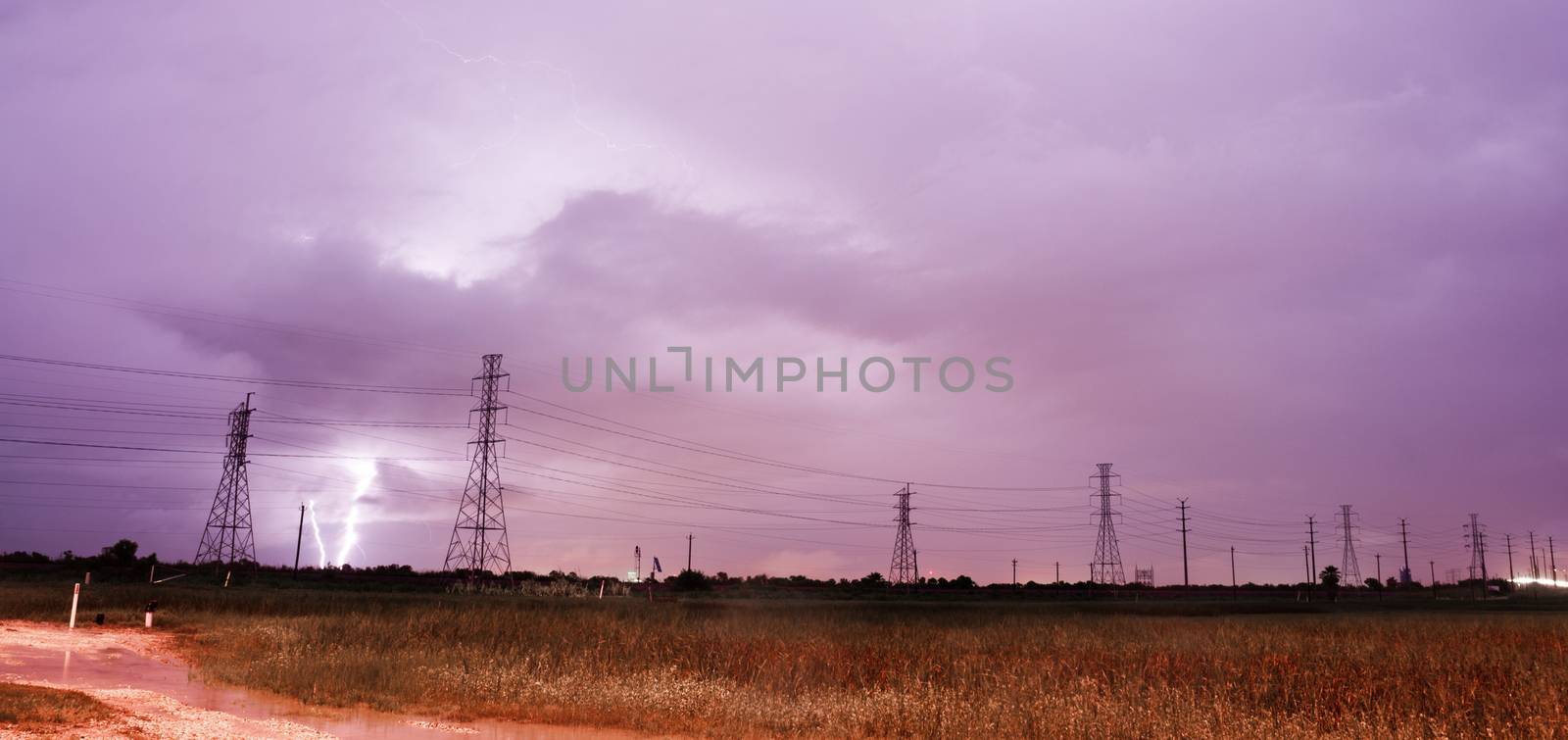 Electrical Storm Thunderstorm Lightning Power Lines Galveston Is by ChrisBoswell