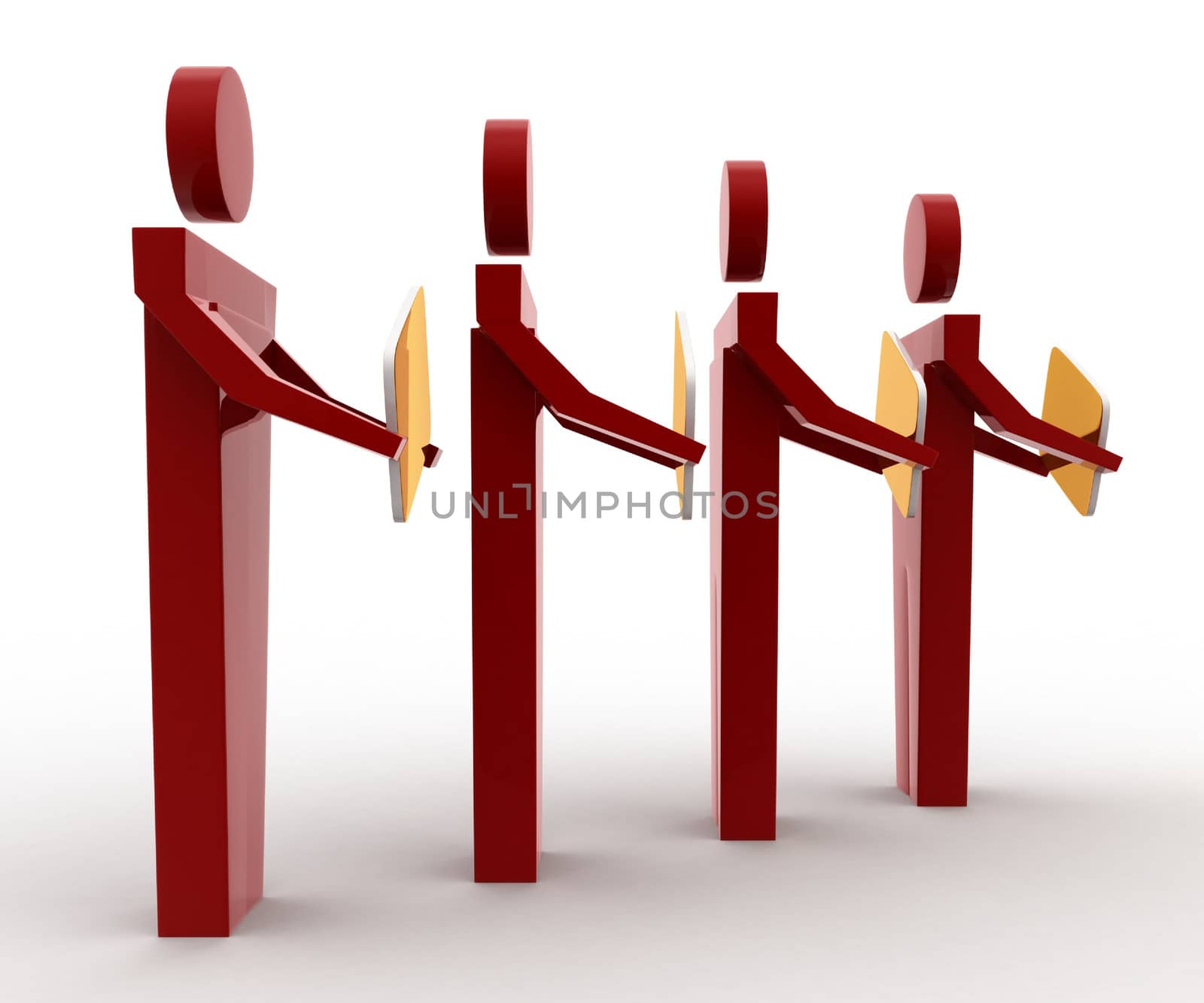 3d man with file folder in hand and standing in queue concept by touchmenithin@gmail.com