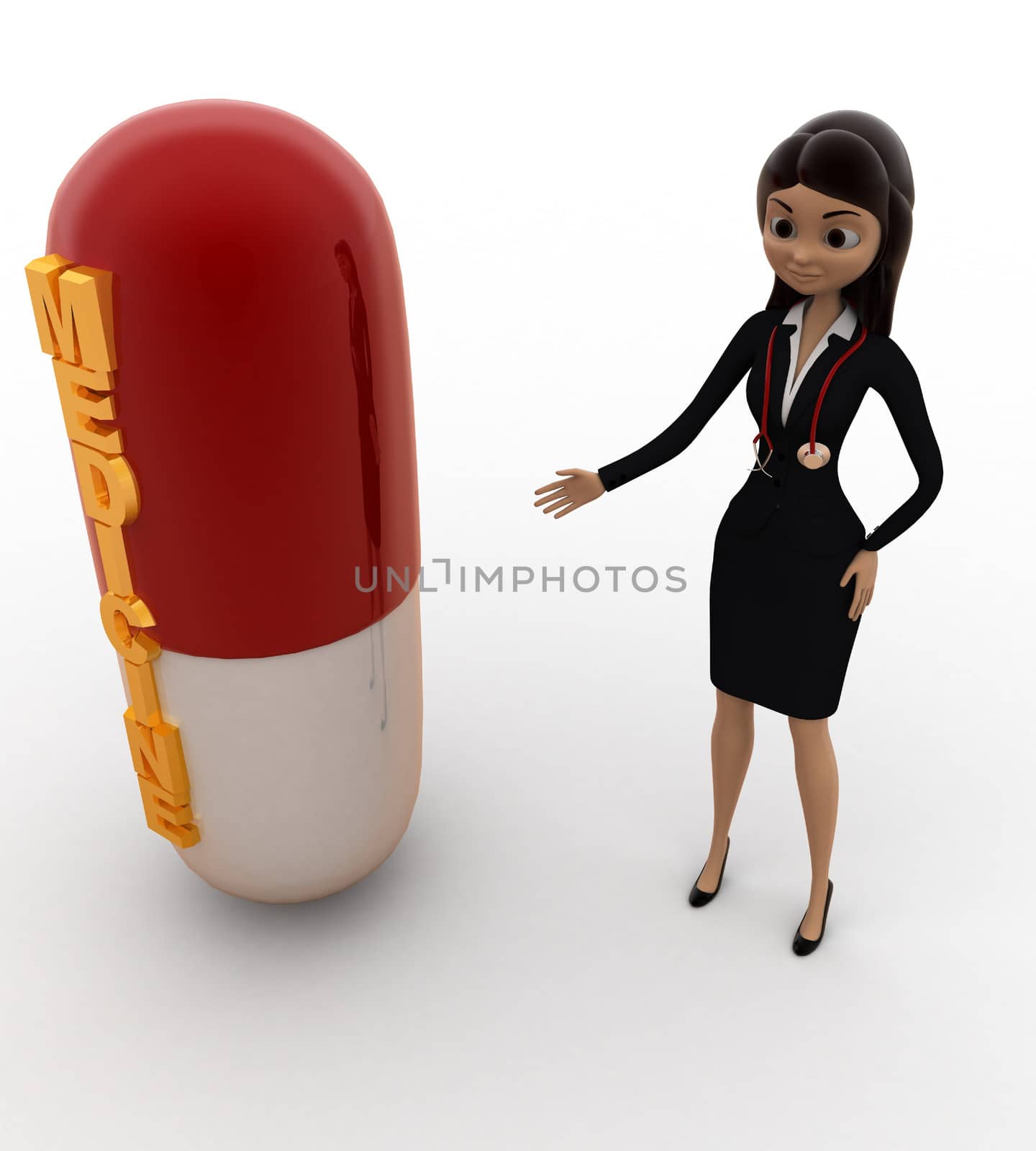 3d woman with medicine capsule concept by touchmenithin@gmail.com