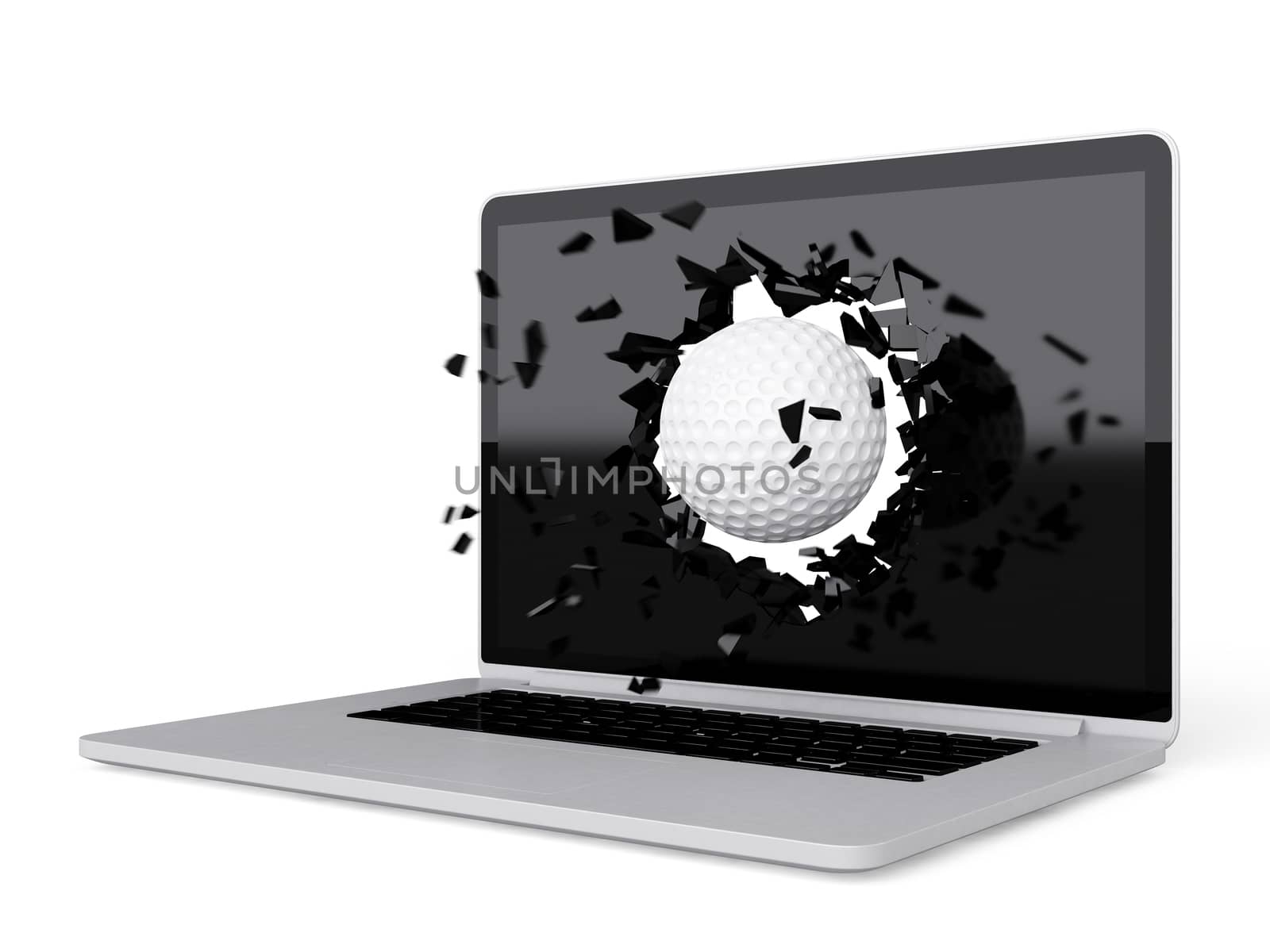 golf ball destroy laptop by teerawit