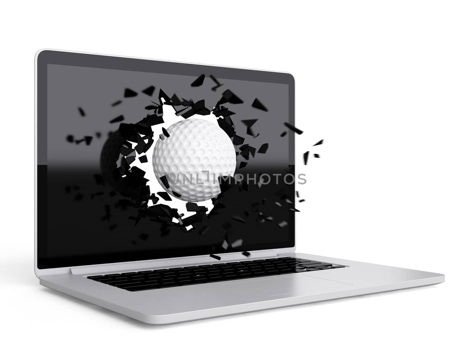 golf ball destroy laptop by teerawit