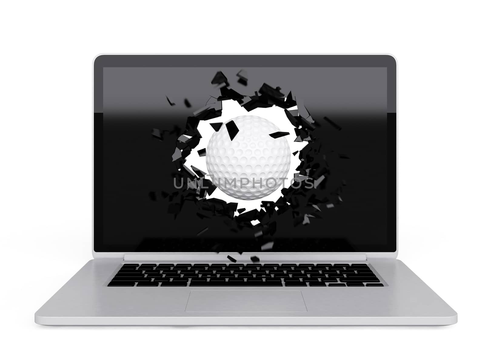 golf ball destroy laptop by teerawit