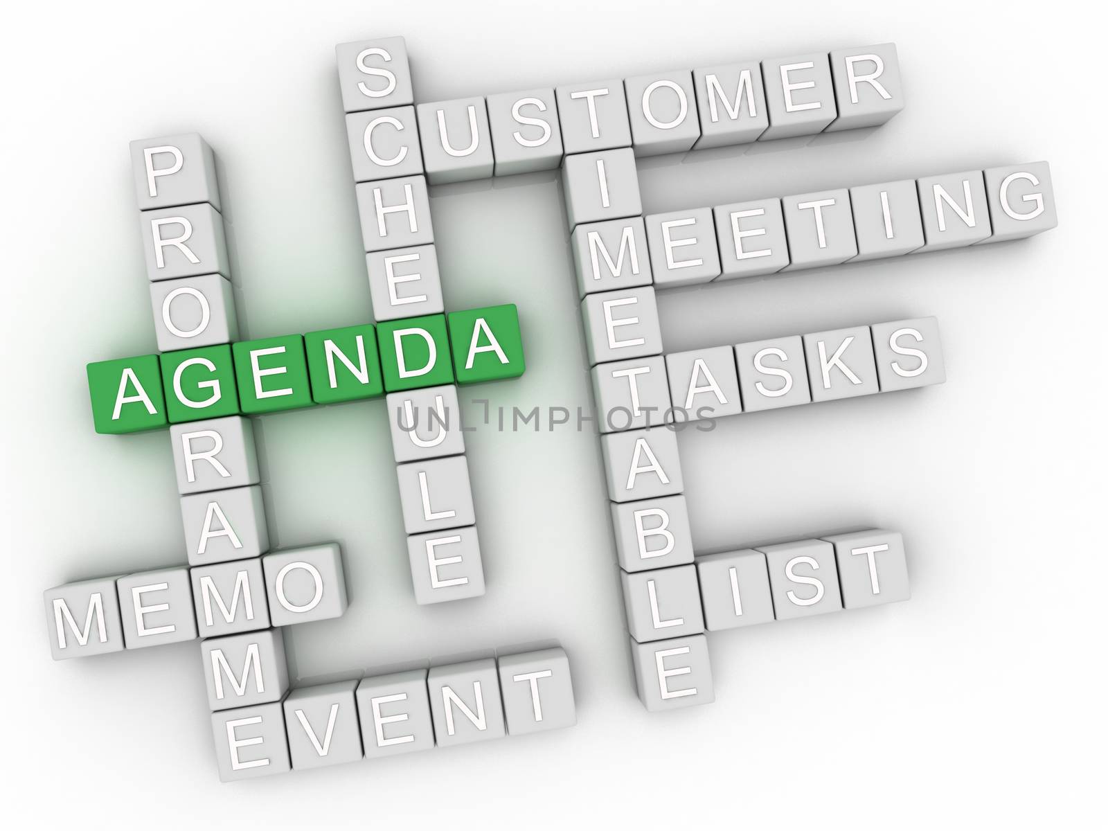 3d image Agenda issues concept word cloud background
