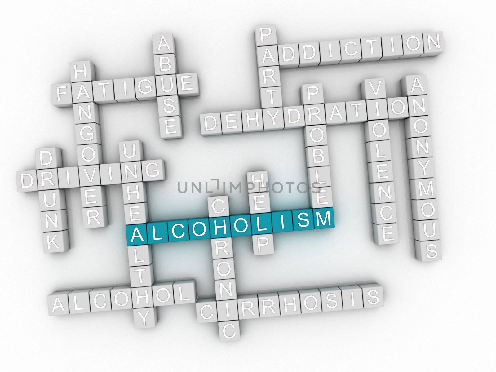 3d image Alcoholism issues concept word cloud background by dacasdo