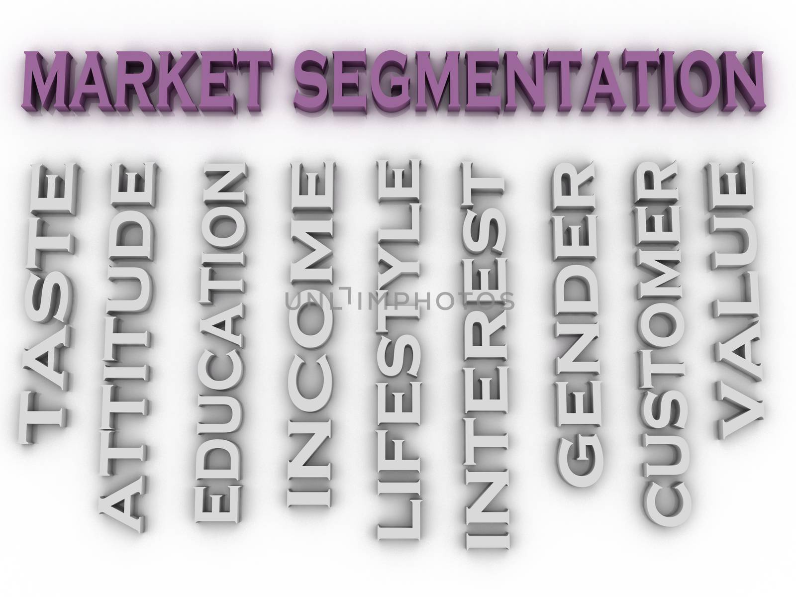 3d image Market segmentation issues concept word cloud backgrou by dacasdo