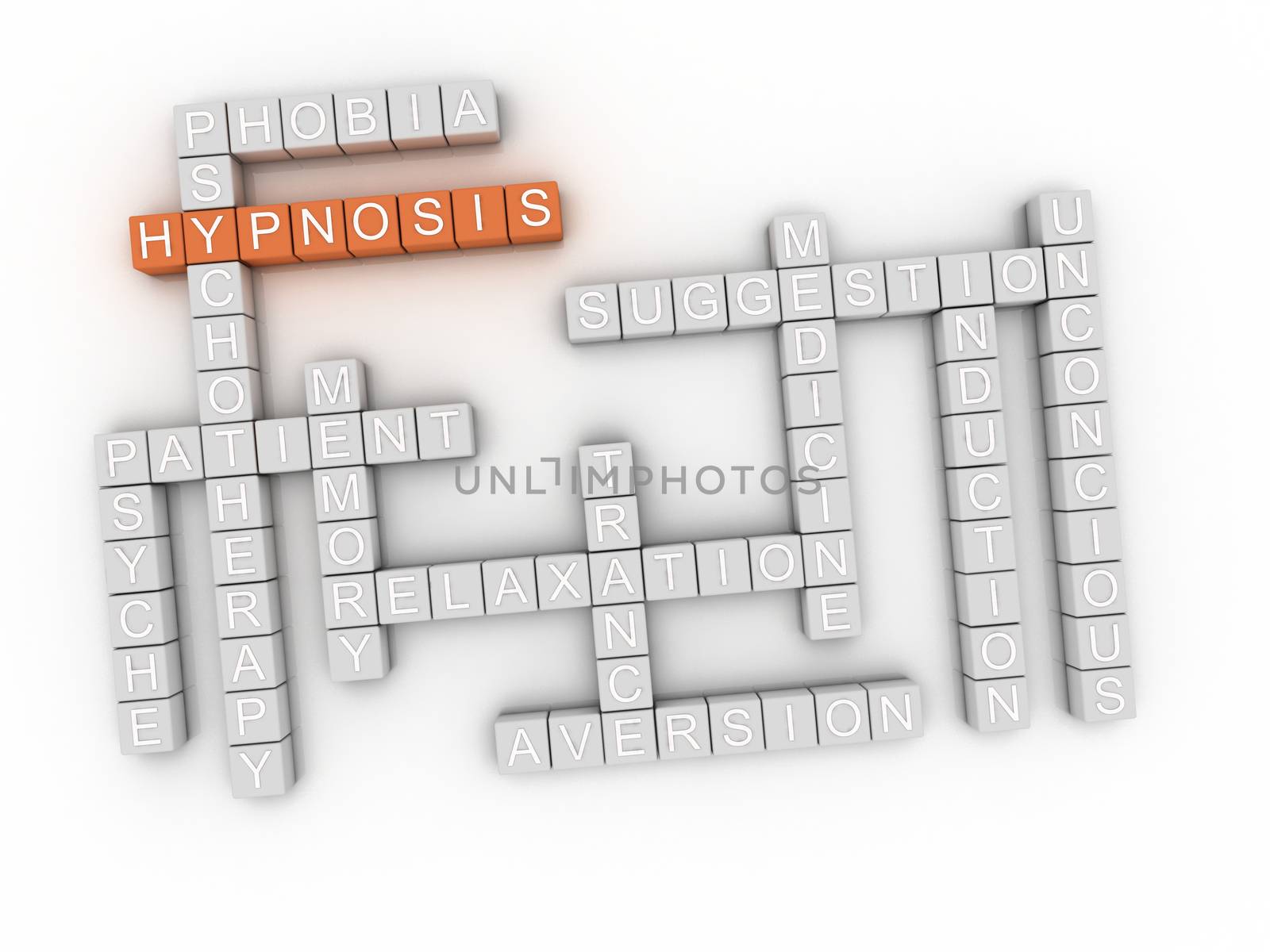 3d image Hypnosis issues concept word cloud background by dacasdo