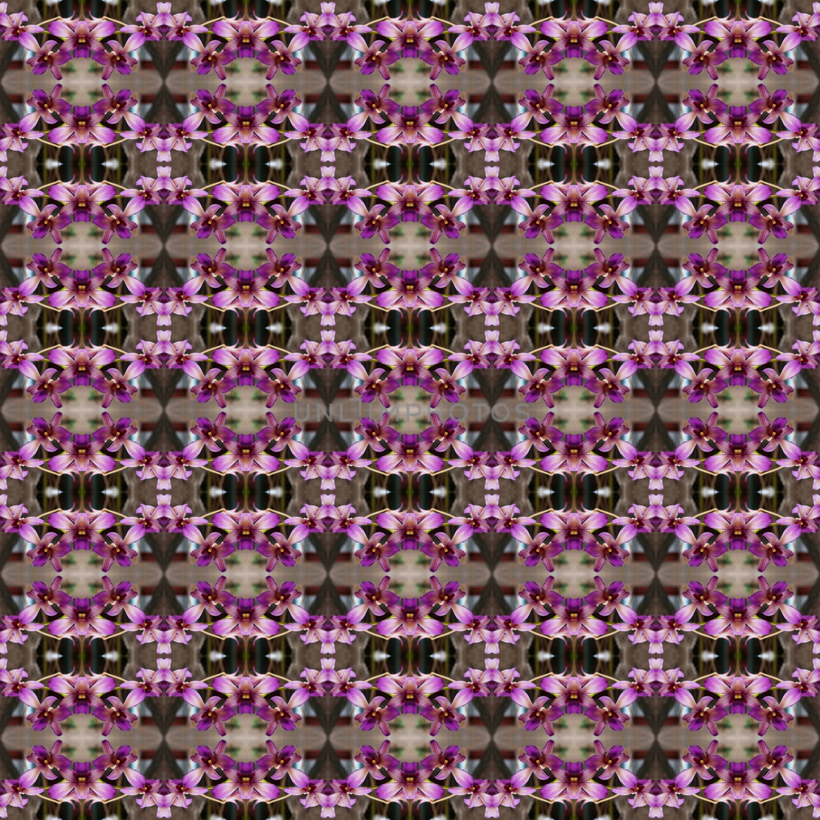 Purple orchid grown in a hanging basket in front of the house seamless use as pattern and wallpaper.