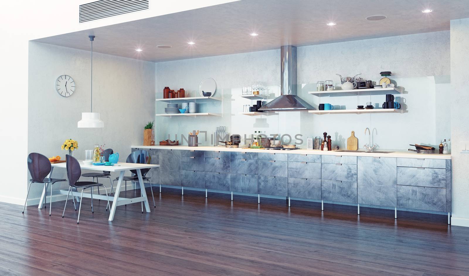 modern kitchen interior. 3d design concept