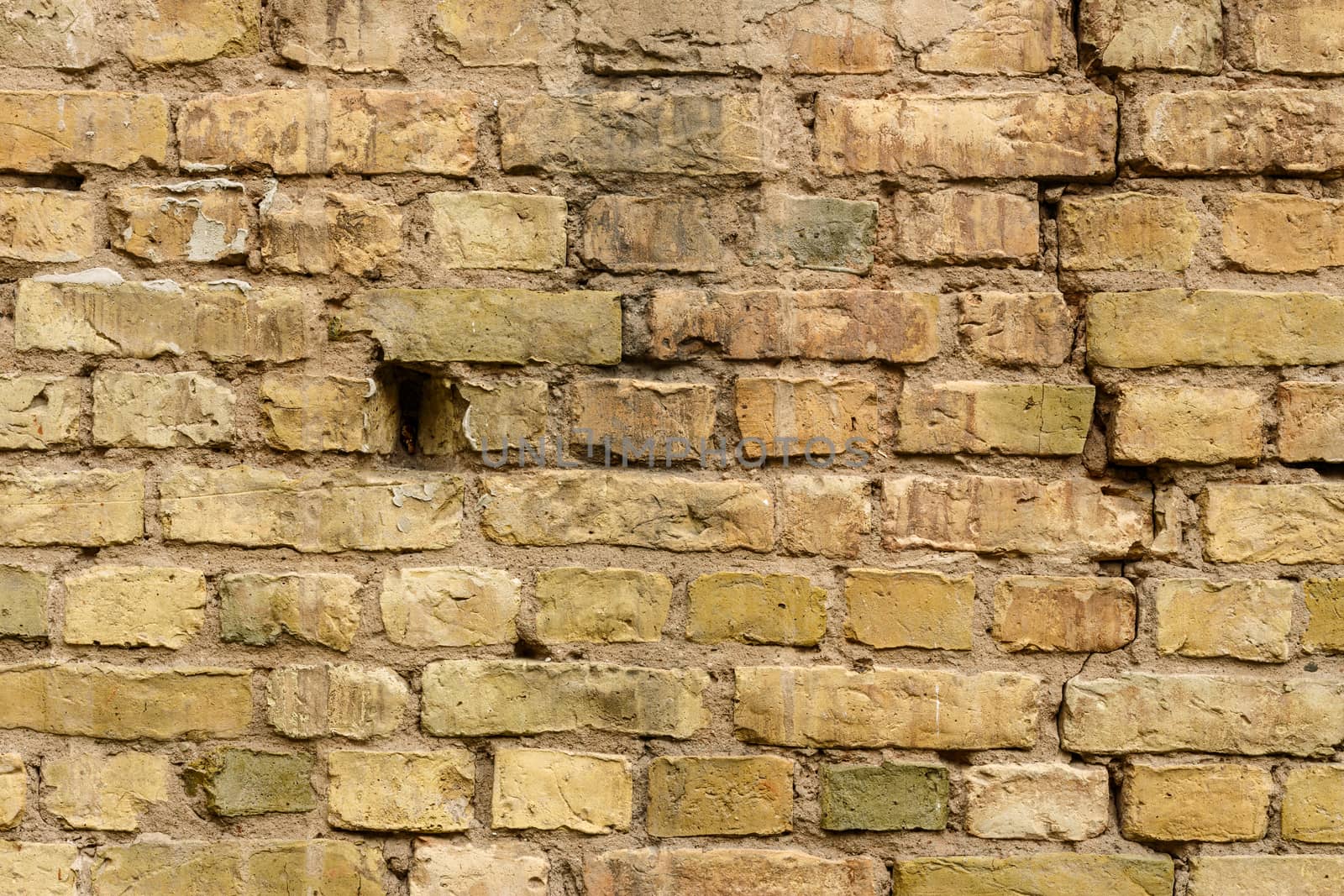 ancient old  brick wall fragment background, texture.