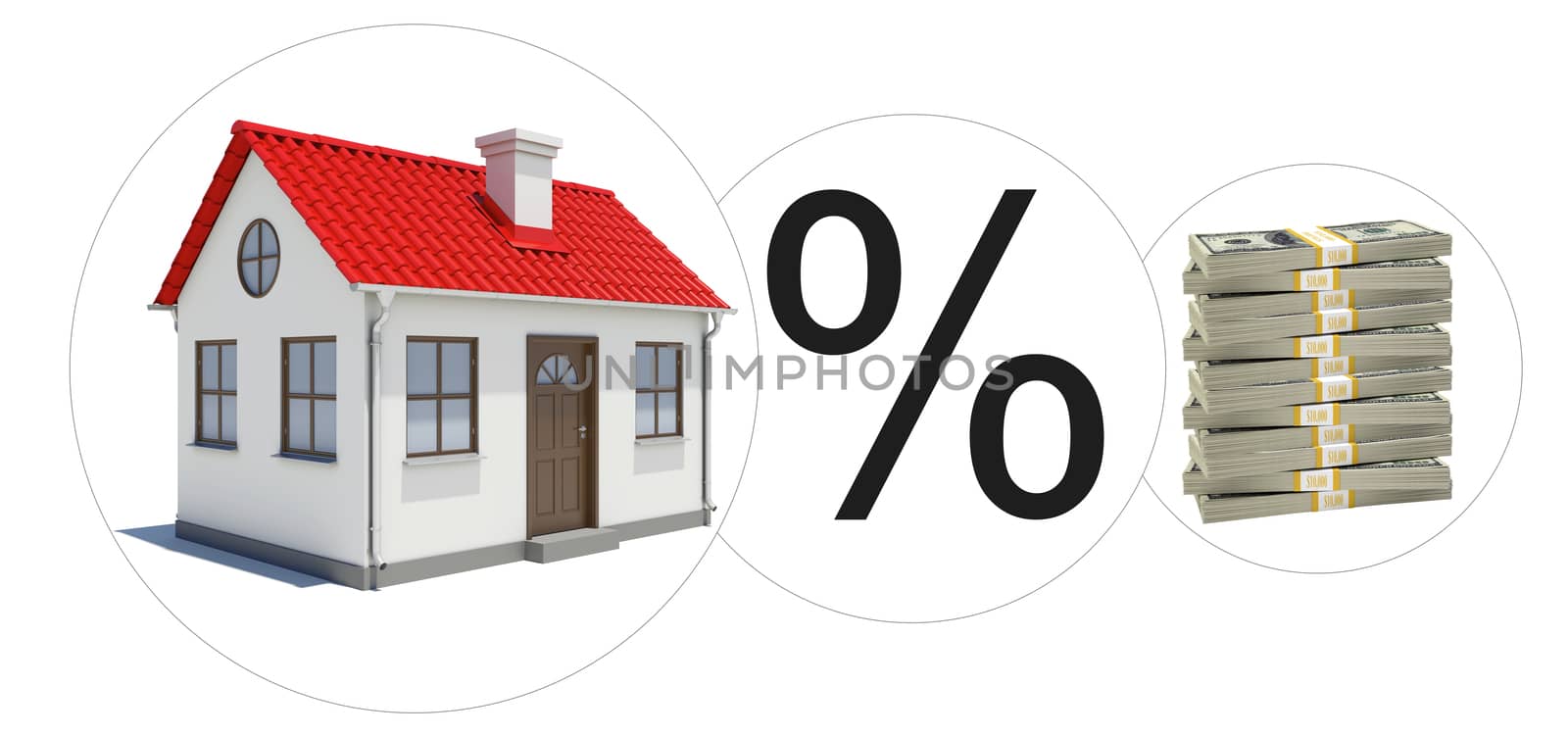 House with money and percent sign by cherezoff