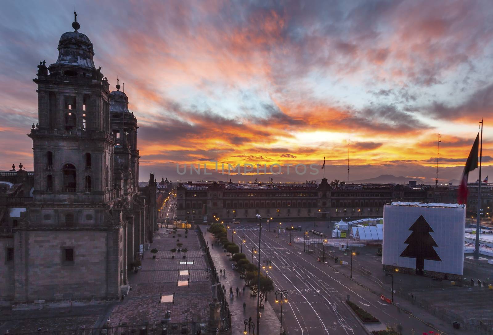 Metropolitan Cathedral Zocalo Mexico City Mexico Sunrise by bill_perry