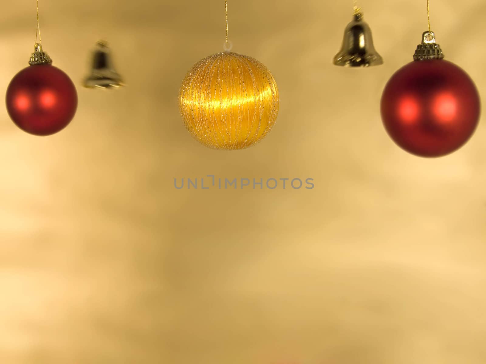 decorations for christmas on  golden background