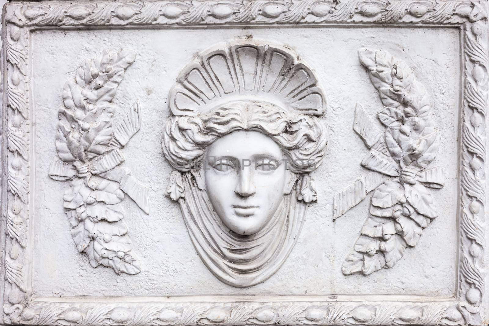 3D art Roman sculpture made of white plaster .
