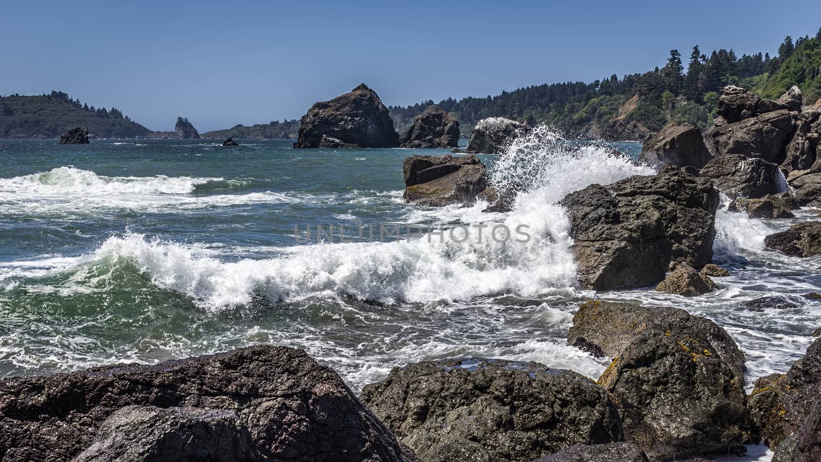 Waves Crashing on a Rocky Coast, Color Image, Landscape
