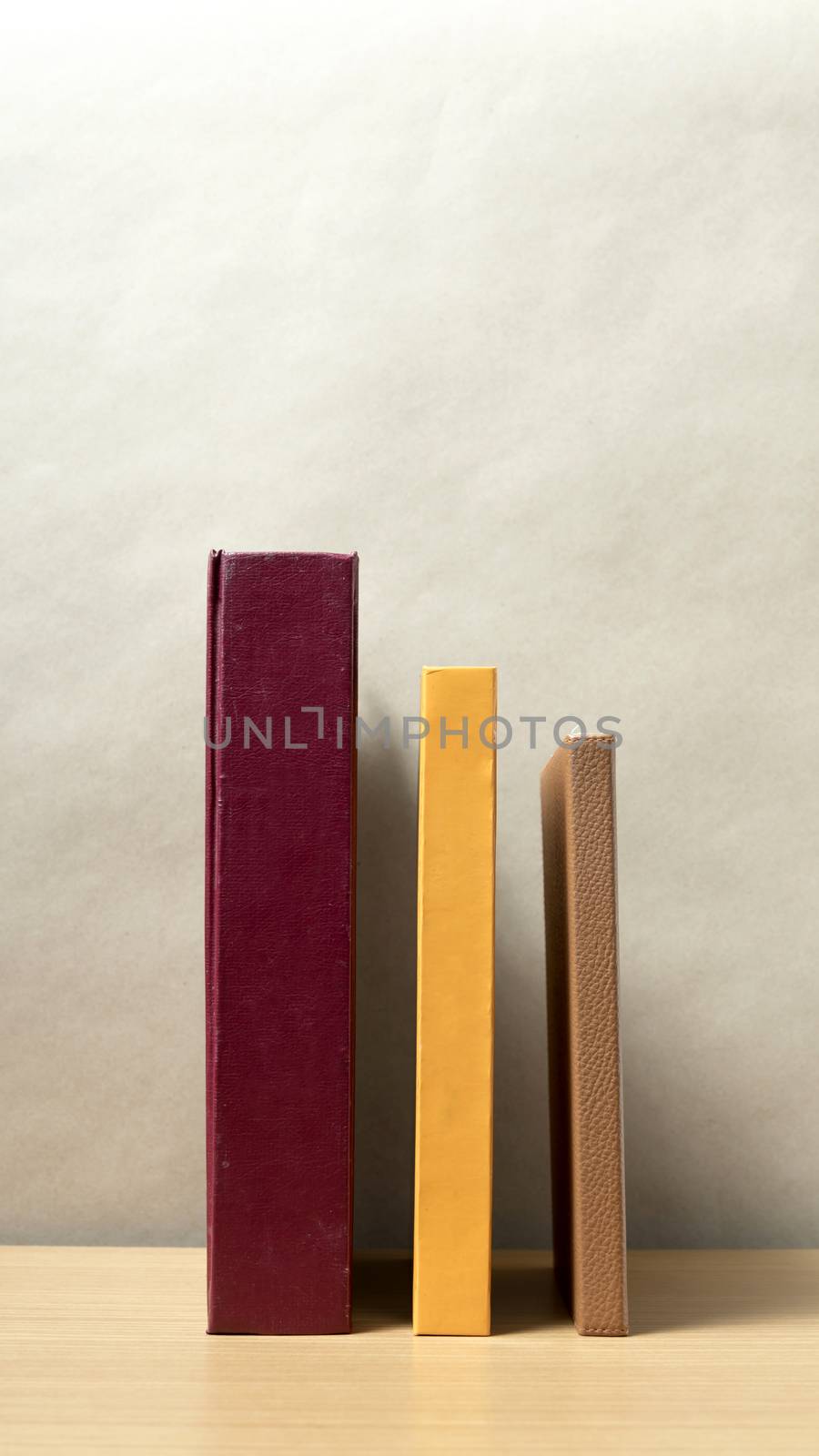 stand up of book on wood table background