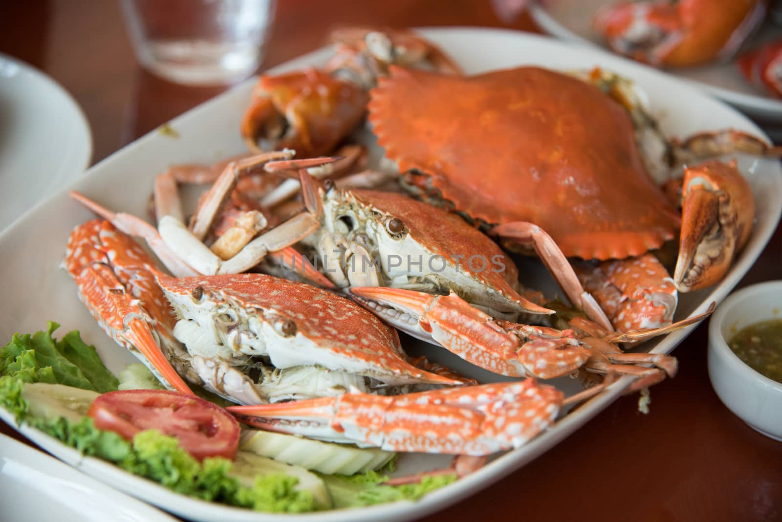 closed up the streamed crab in restaurant