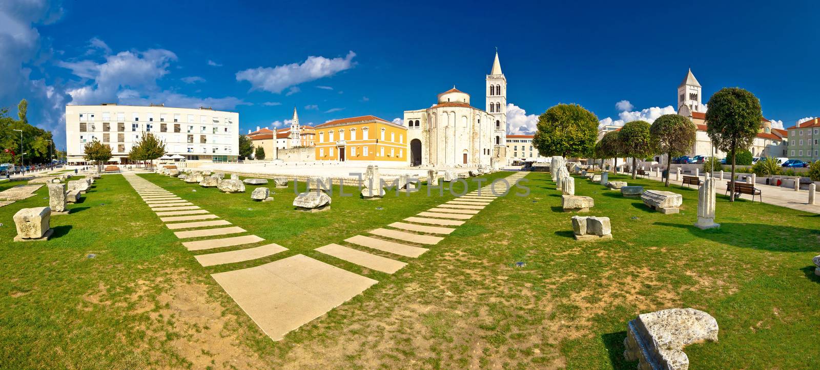 Town of Zadar Forum square panorama, Dalmatia, Croatia