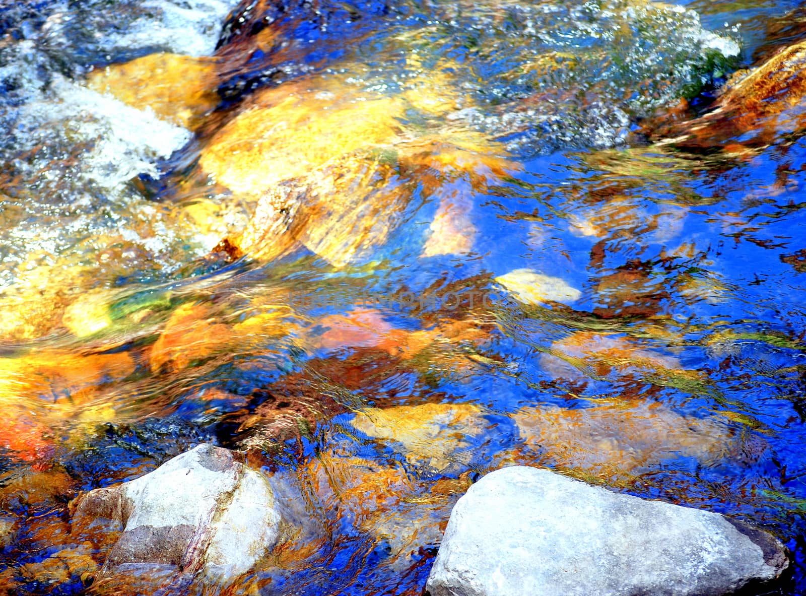 Abstract water surface of stream over stones.