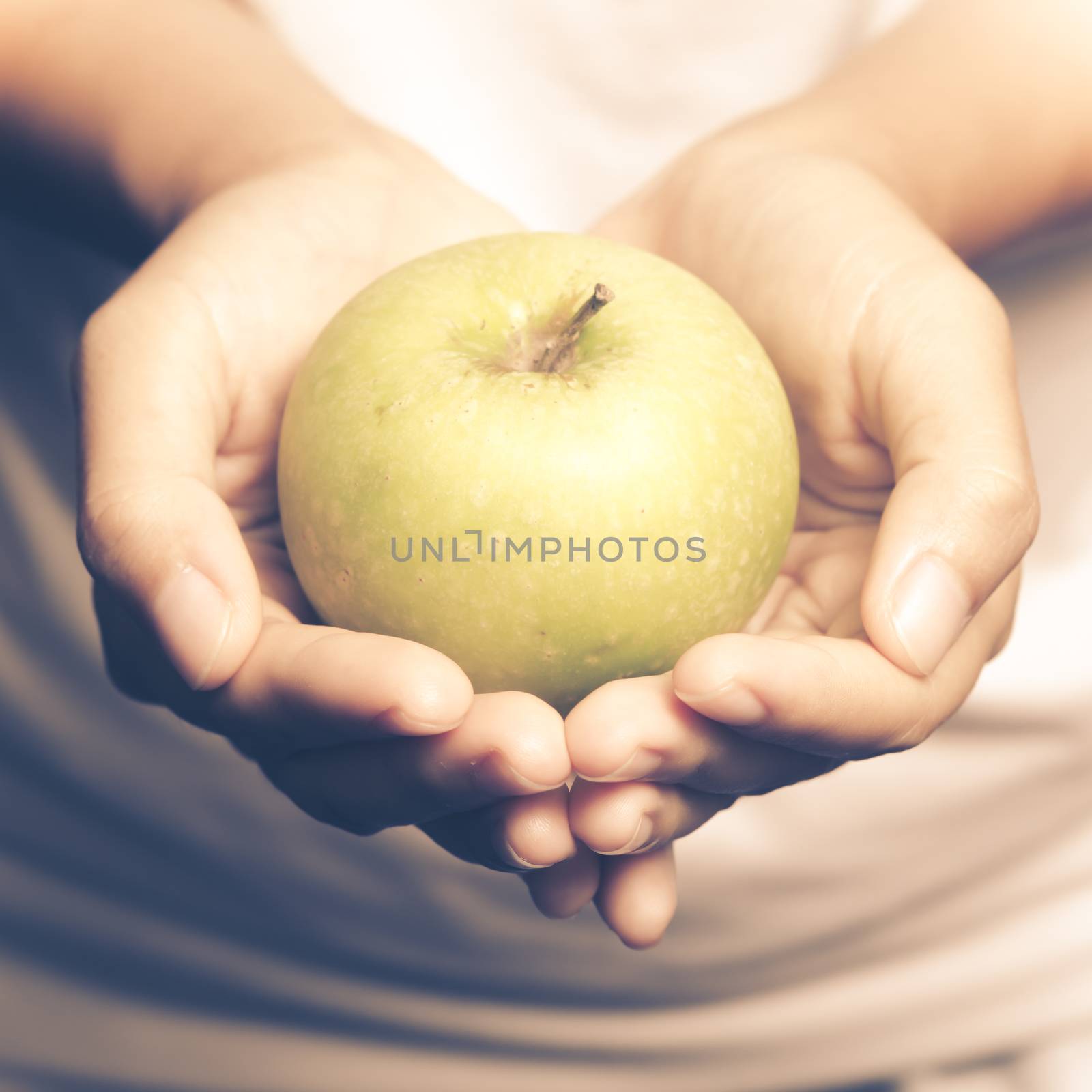 hand holding apple fruit by ammza12