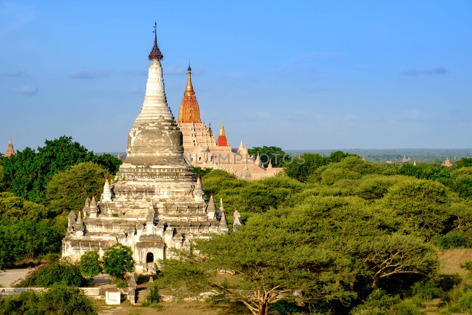 Scenic view of buddhist pagoda and Ananda temple in Bagan, Myanmar by martinm303