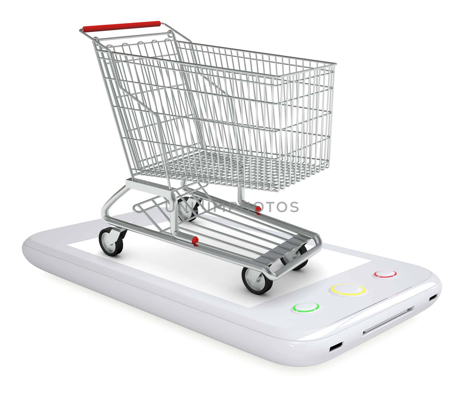 Shopping cart on smartphone by cherezoff