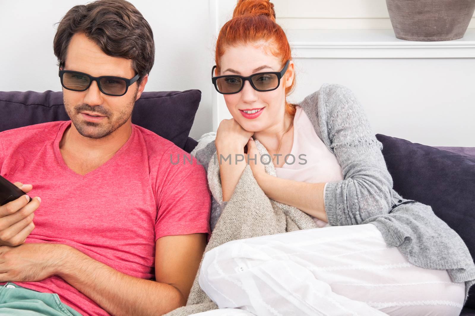 Couple Wearing 3D Glasses with Shocked Faces by juniart