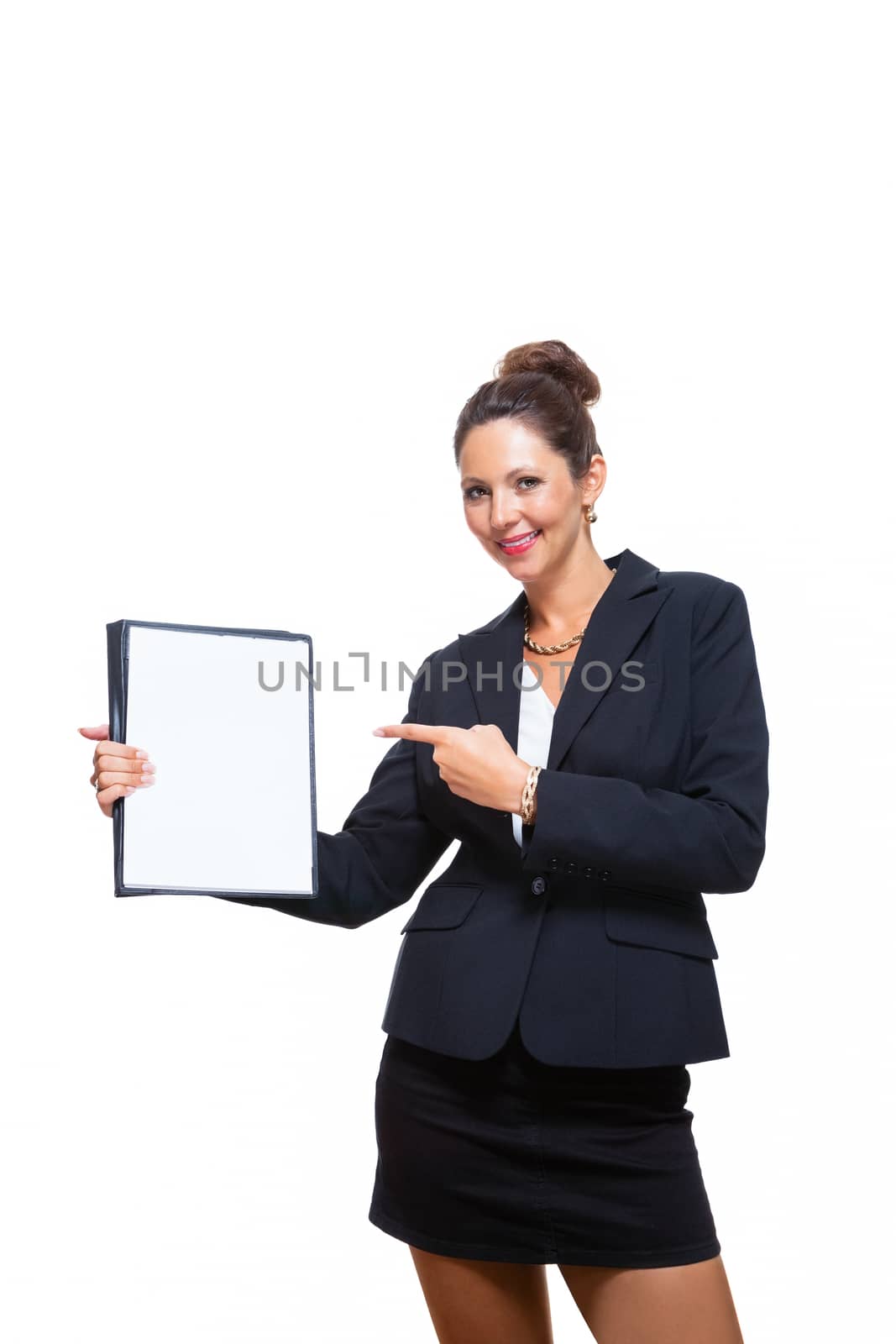 Businesswoman Showing a Document with Copy Space by juniart