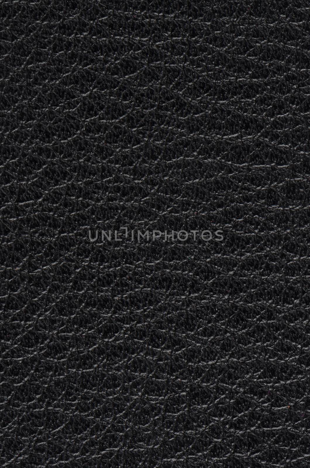 Natural qualitative black leather texture. Close up.