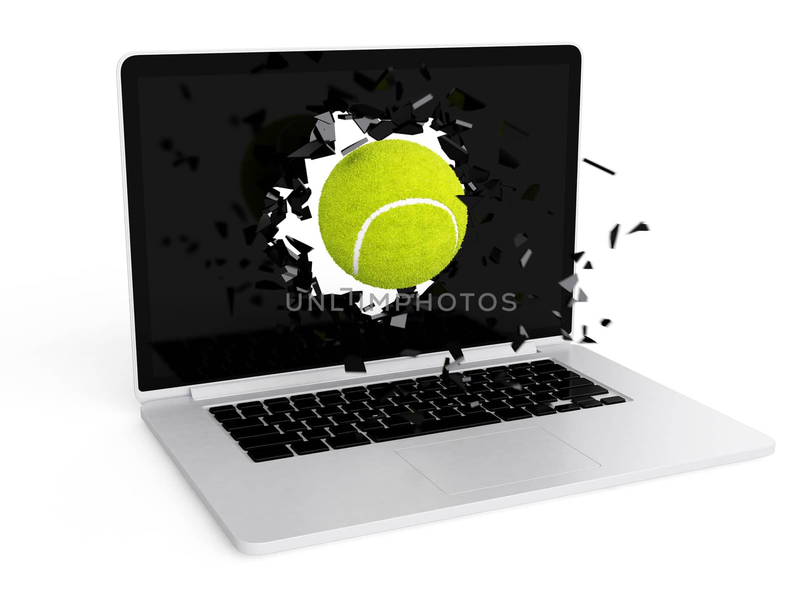 tennis ball destroy laptop by teerawit