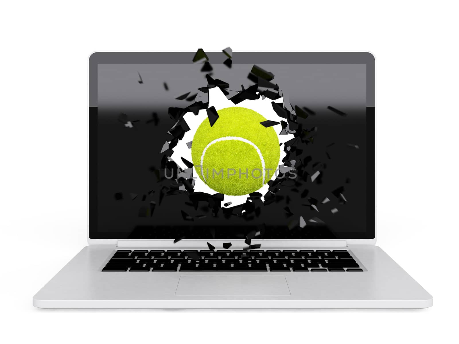 tennis ball destroy laptop by teerawit