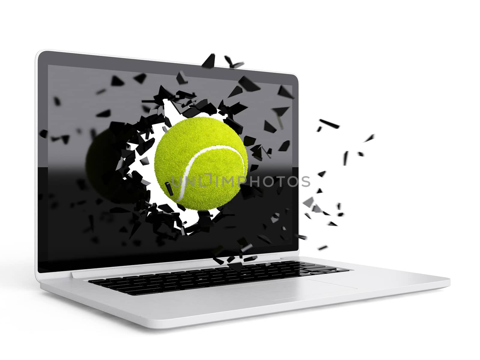 tennis ball destroy laptop by teerawit