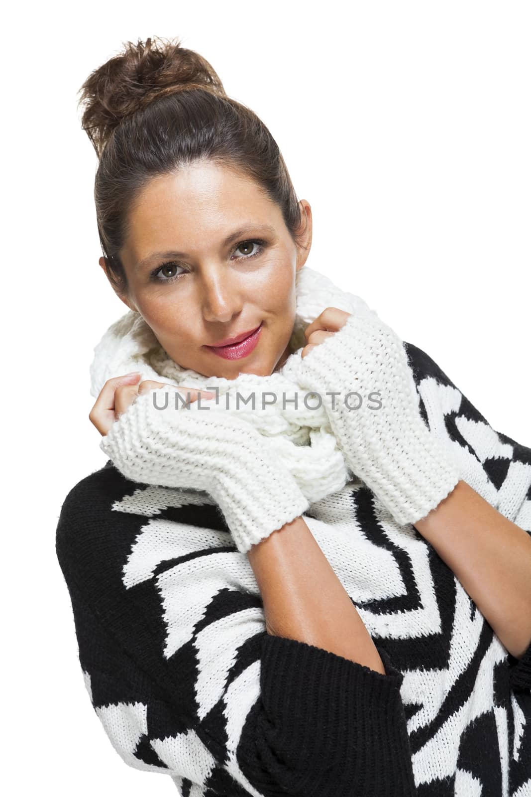 Attractive elegant woman in winter fashion by juniart