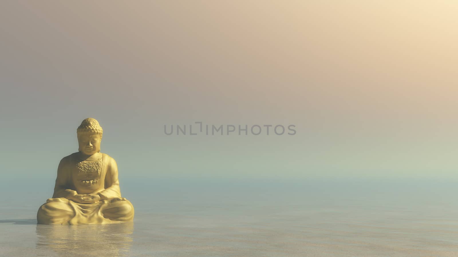 Golden Buddha - 3D render by Elenaphotos21