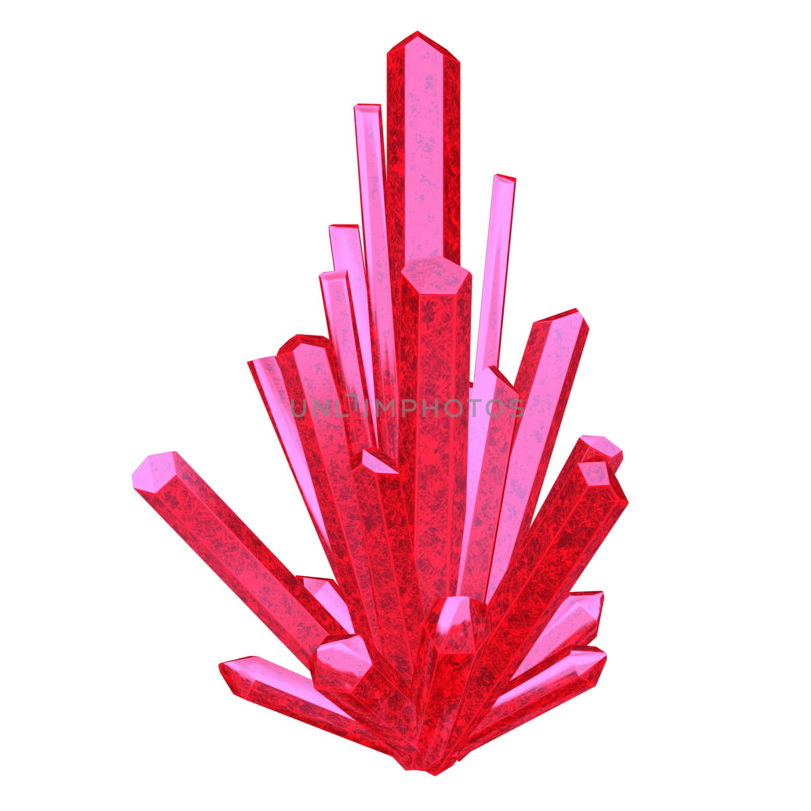 Red crystal isolated in white background - 3D render