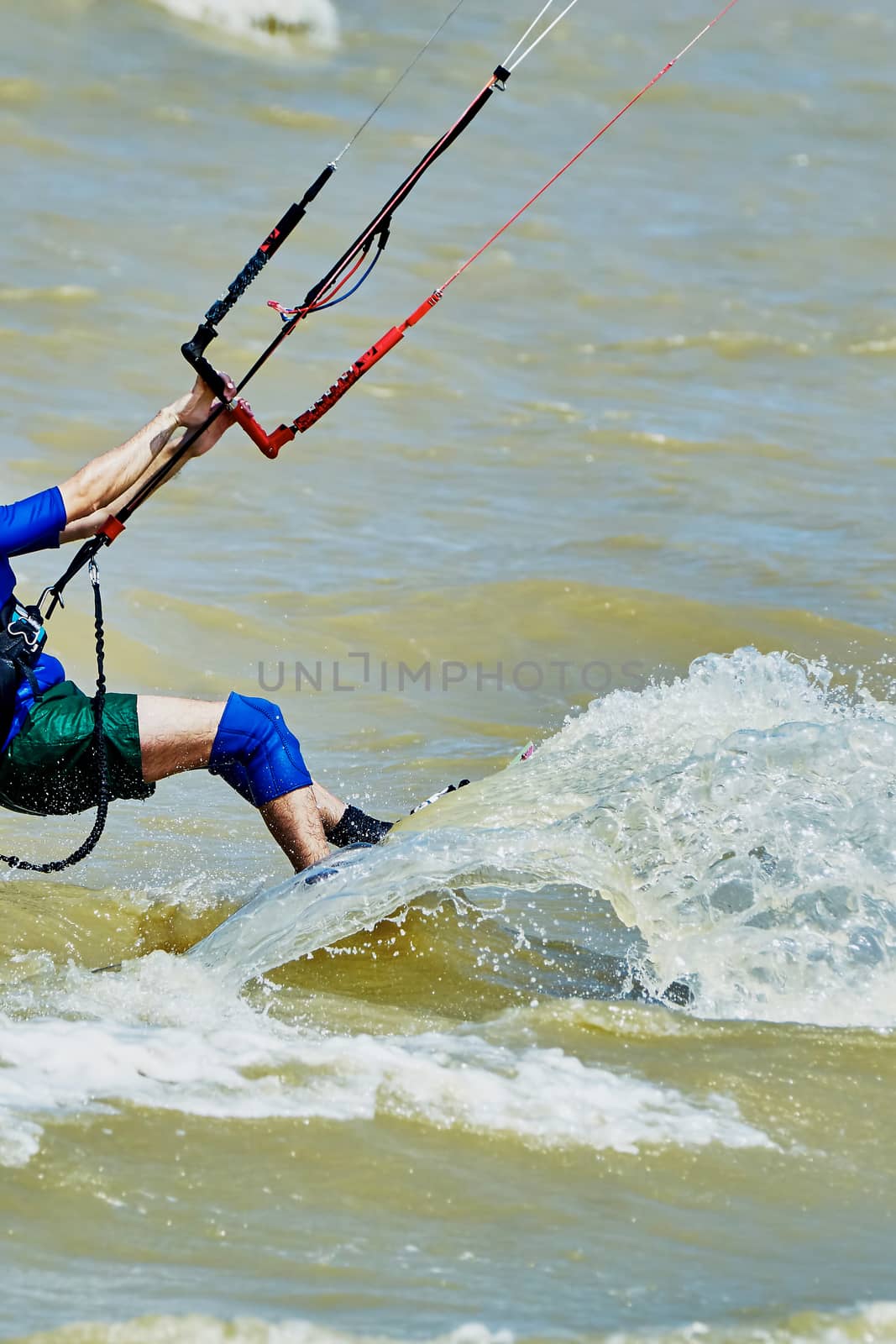 Kitesurfer on the Azov Sea (Taganrog Bay)                               