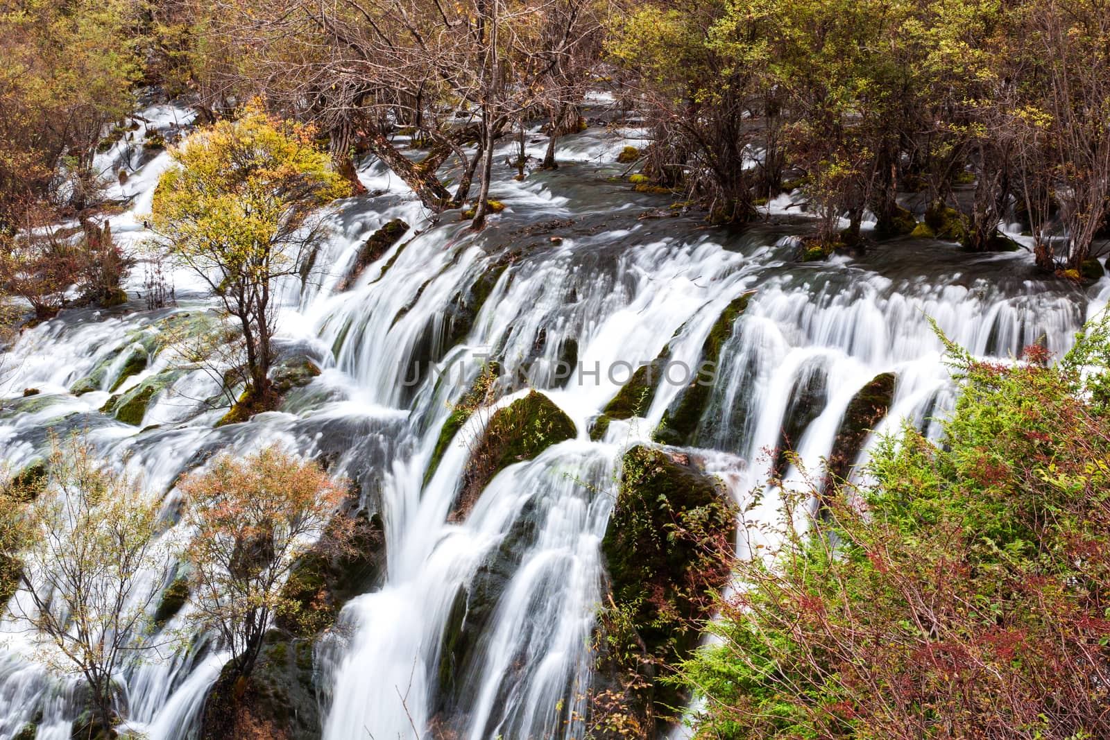 Shuzheng waterfall jiuzhaigou scenic by happystock