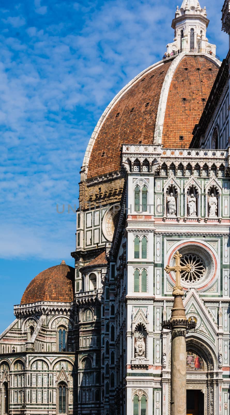 Detail of the Brunelleschi dome and duomo of Florence