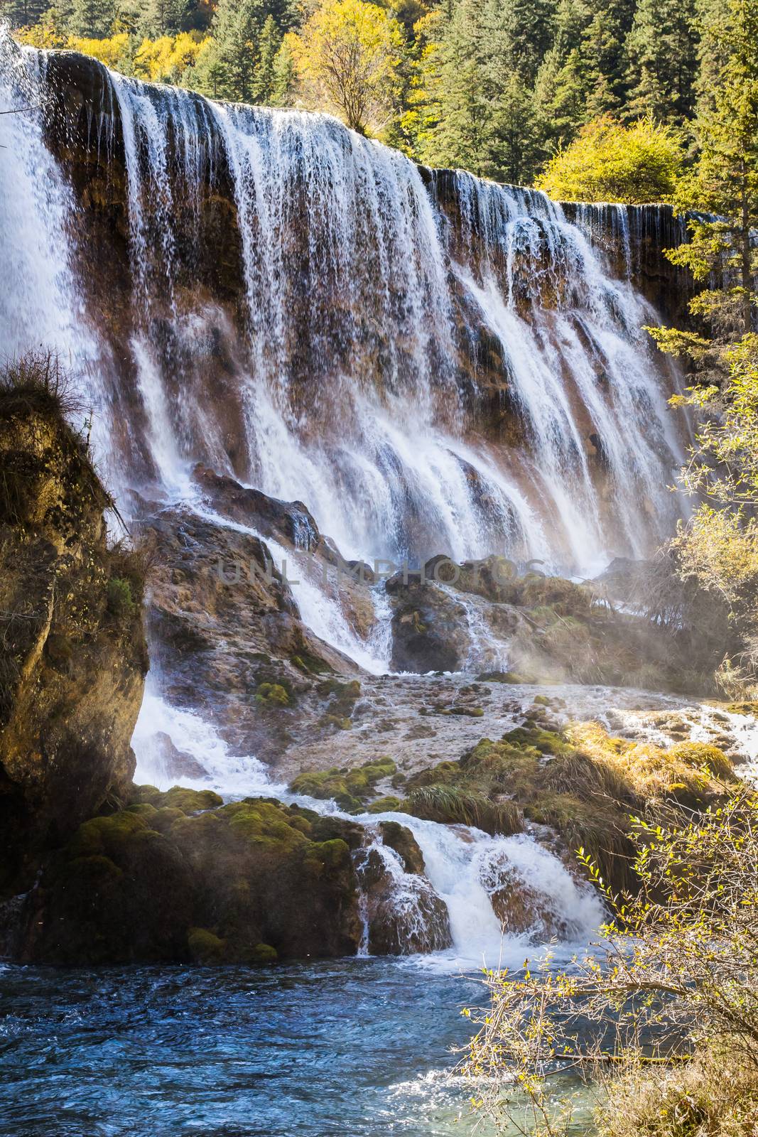 Pearl Shoal Waterfall jiuzhaigou scenic in Sichuan, China