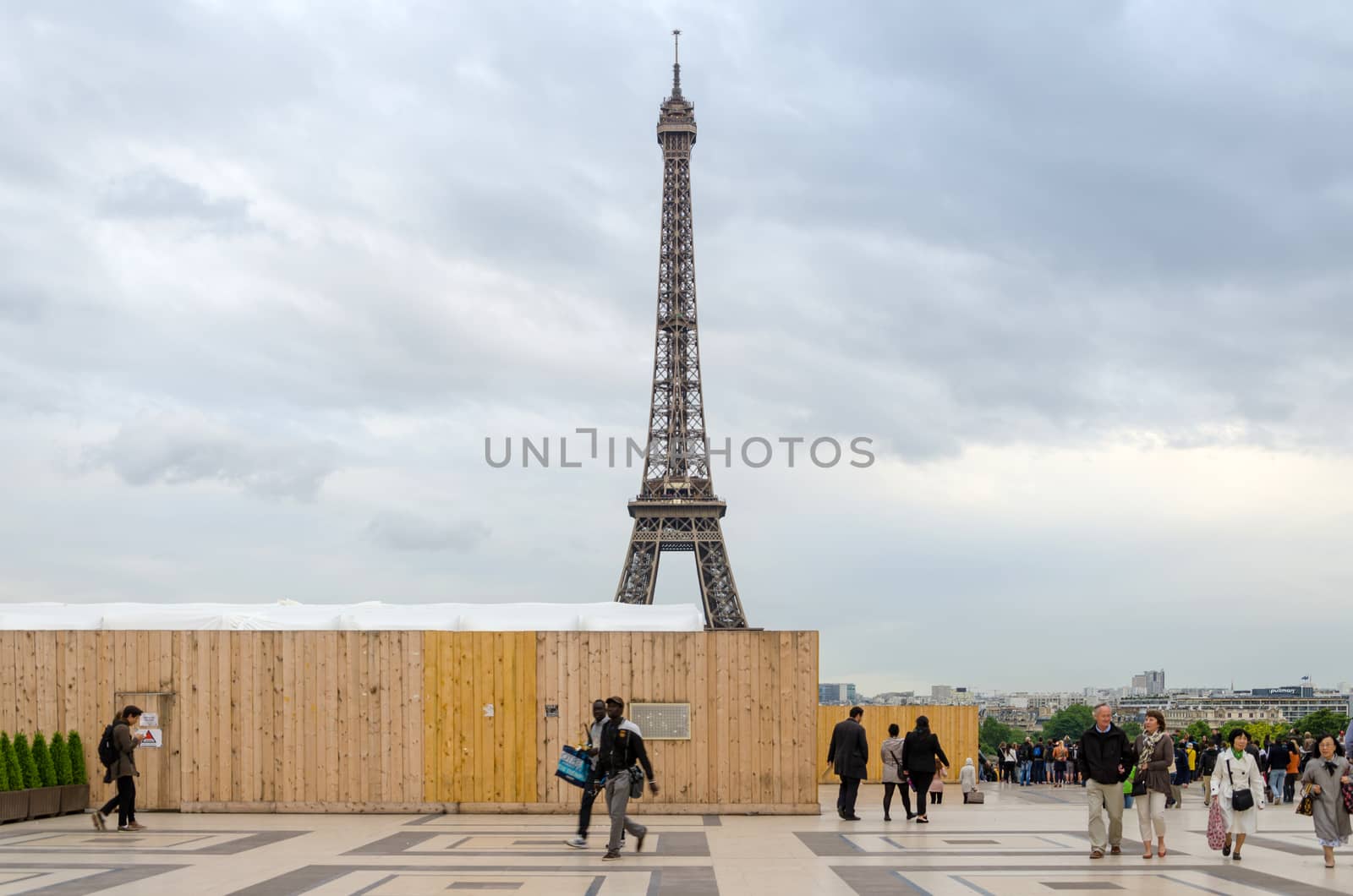 Paris, France - May 15, 2015: Tourist visit Eiffel Tower View from Esplanade du Trocadero by siraanamwong