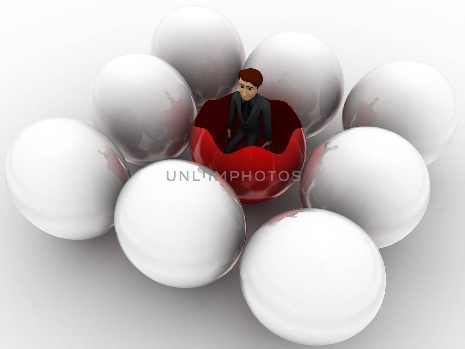 3d man inside broken egg concept by touchmenithin@gmail.com