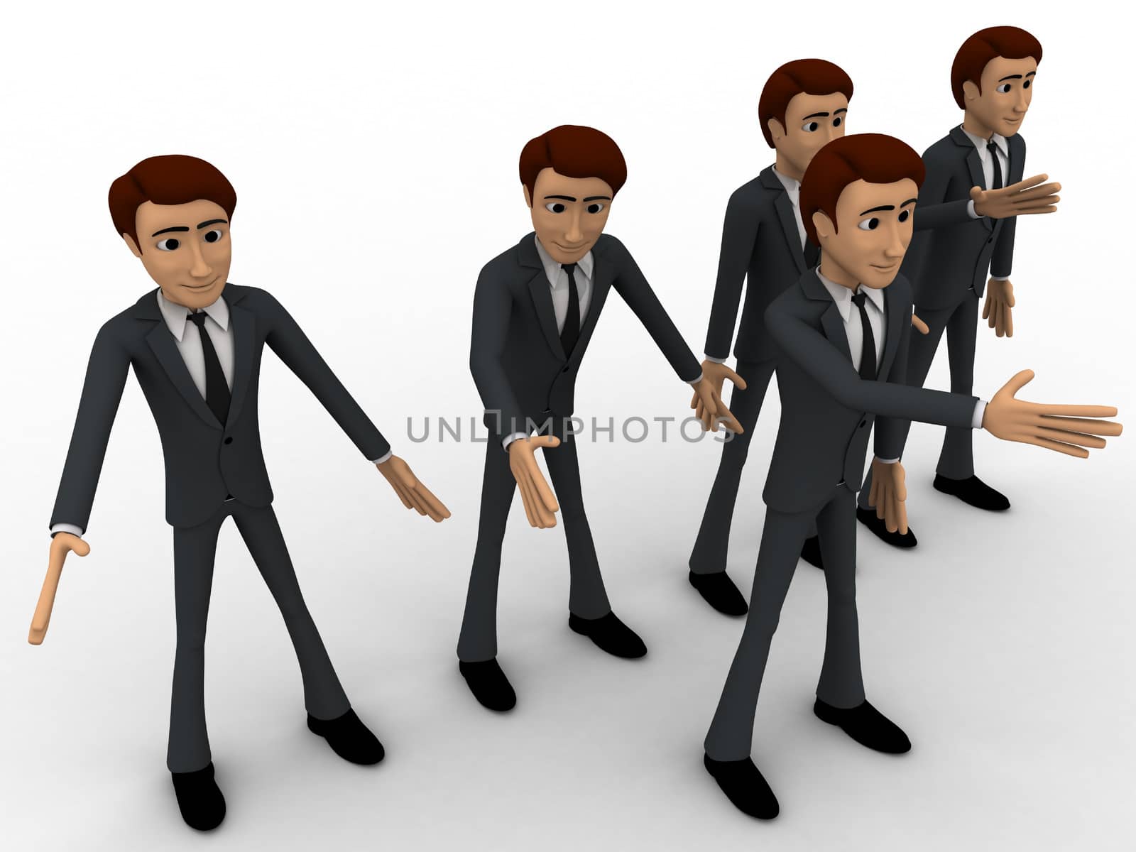 3d group of men walking with leader in front concept by touchmenithin@gmail.com