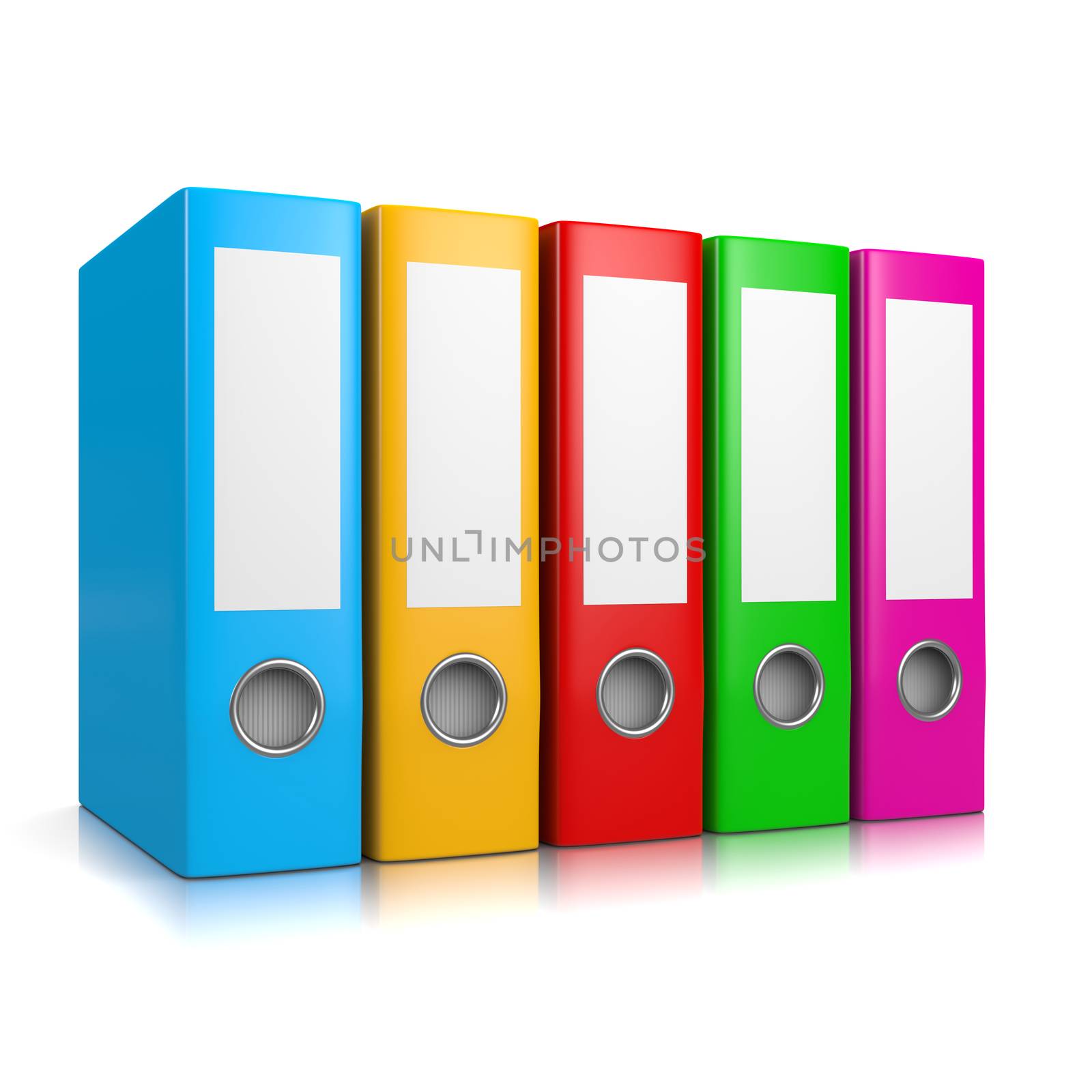 Collection of Colorful Binders Isolated on White Background 3D Illustration