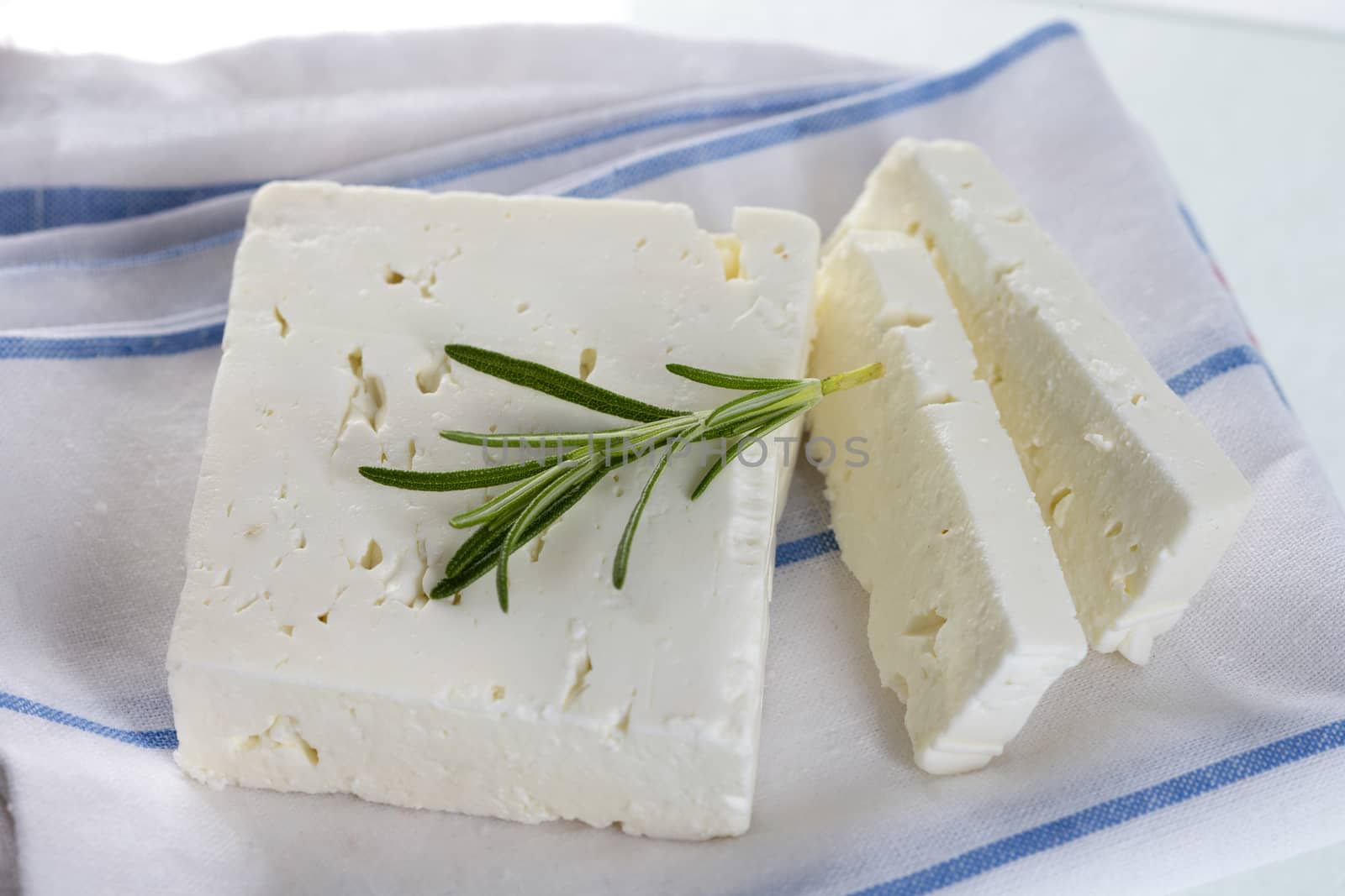 Traditional Greek feta cheese with rosemary