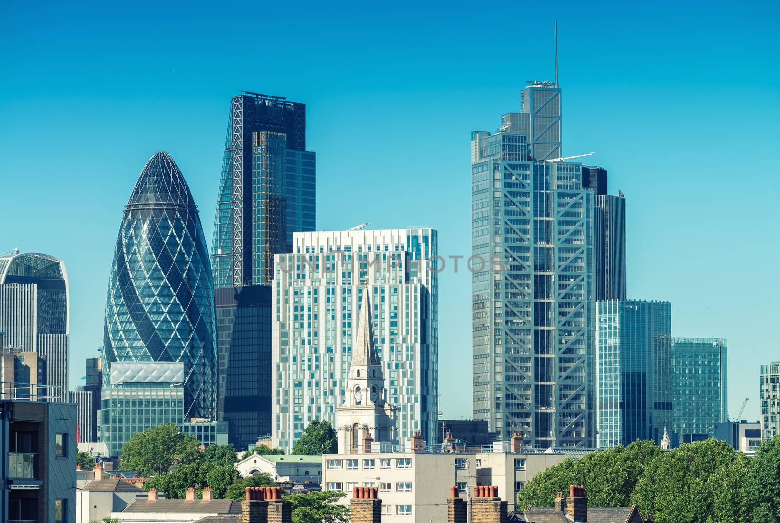 City of London. Skyline on a beautiful summer day.