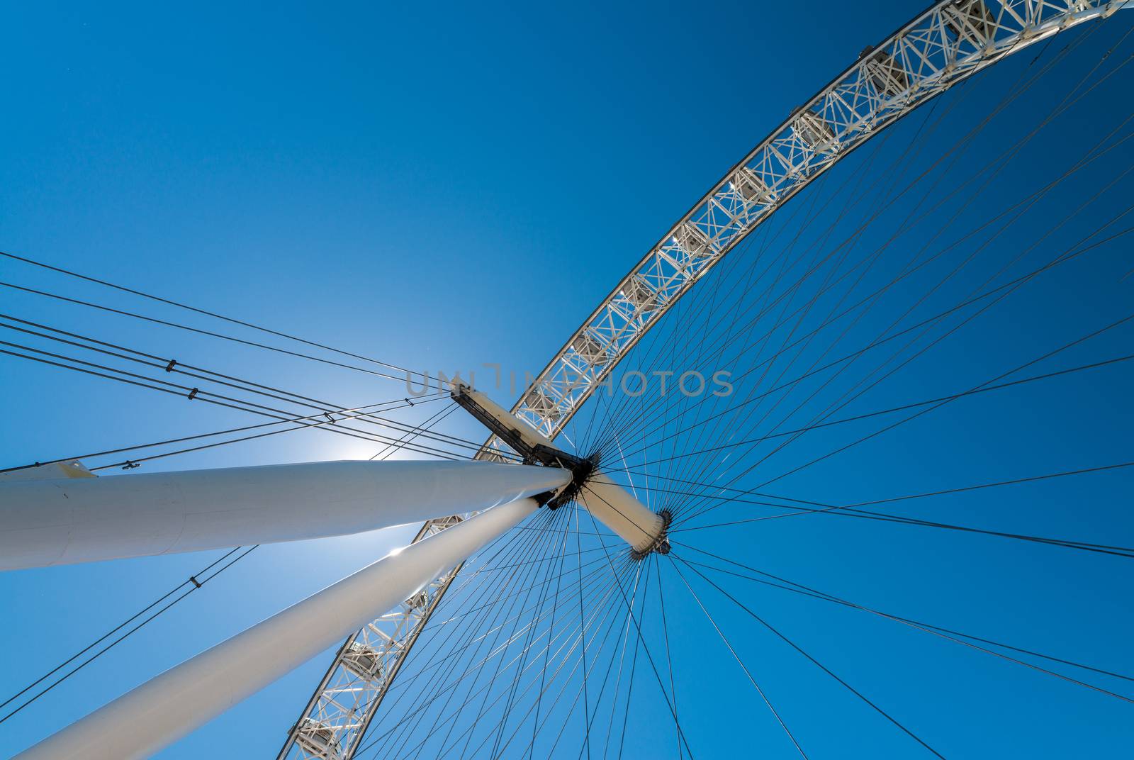 The London Eye wheel on the River Thames South Bank, London, United Kingdom.
