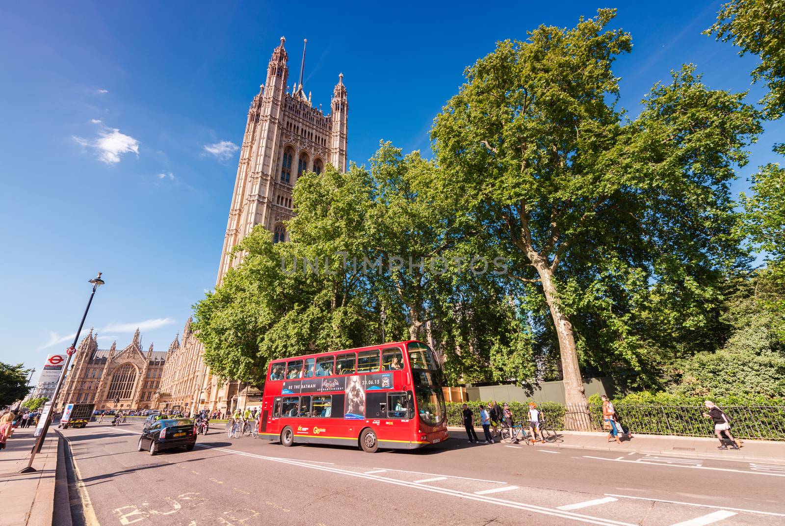 LONDON - JUNE 14, 2015: Double Decker Bus in Westminster. The Lo by jovannig