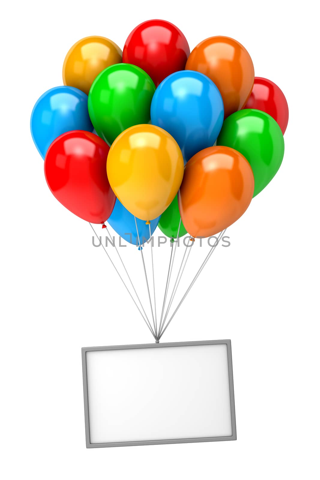 Bunch of Balloons Holding Up an Empty Banner by make