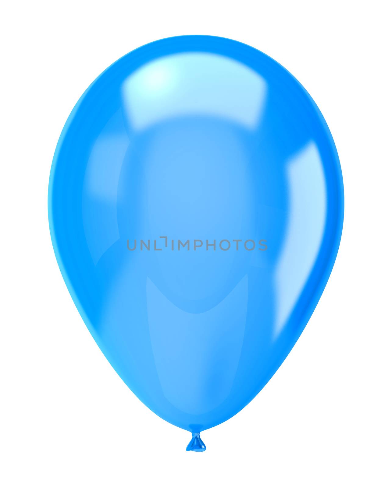 One Single Blue Balloon Isolated on White Background Illustration