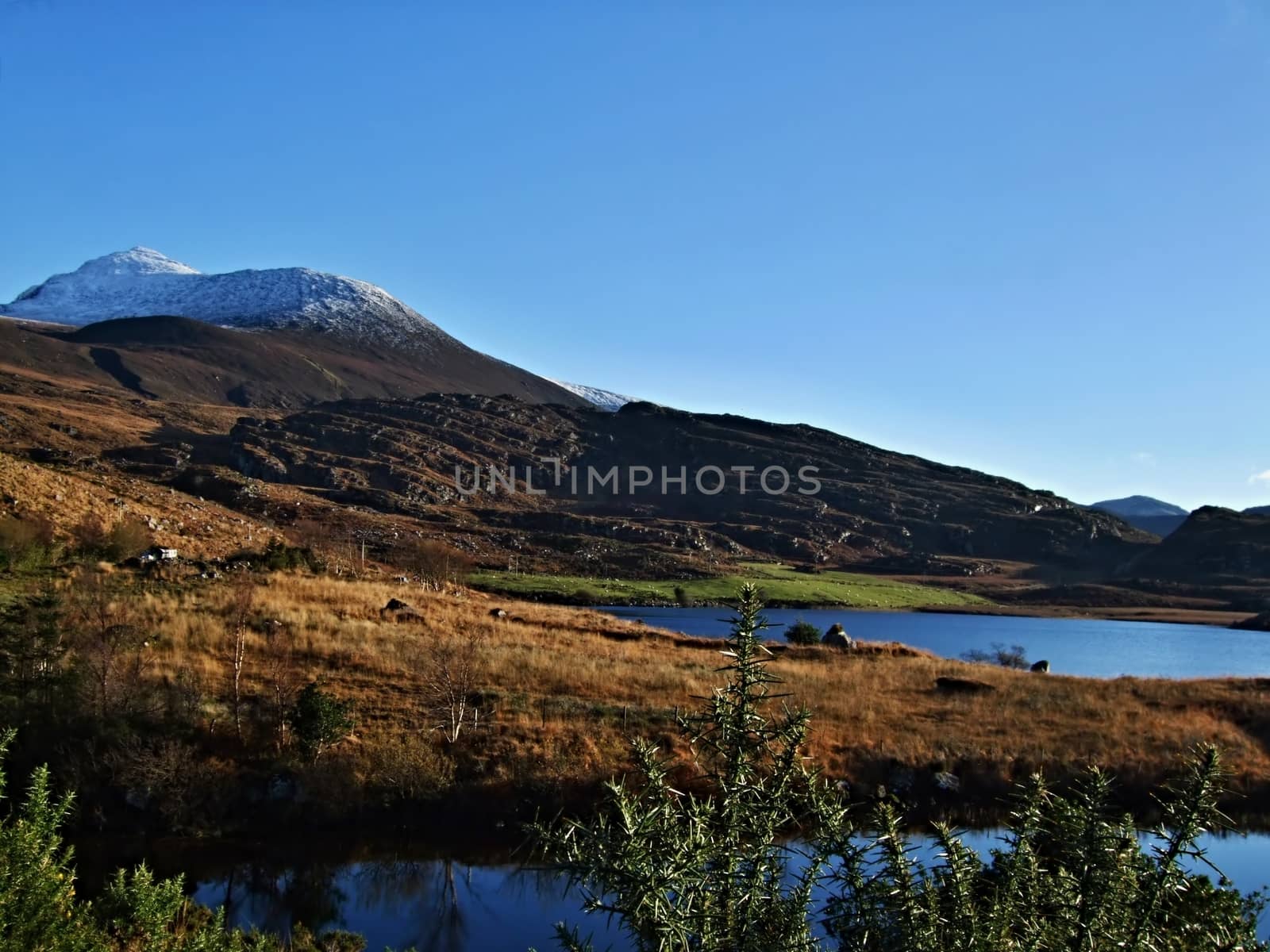 Lough Acoose lake under Carrauntoohil, Irelands highest mountain.